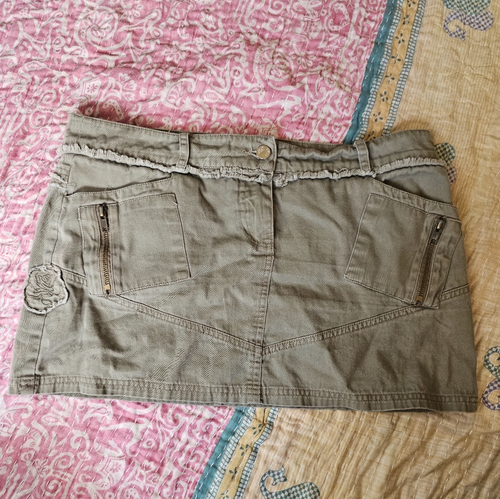 Aziz L Army Green Mini Skirt